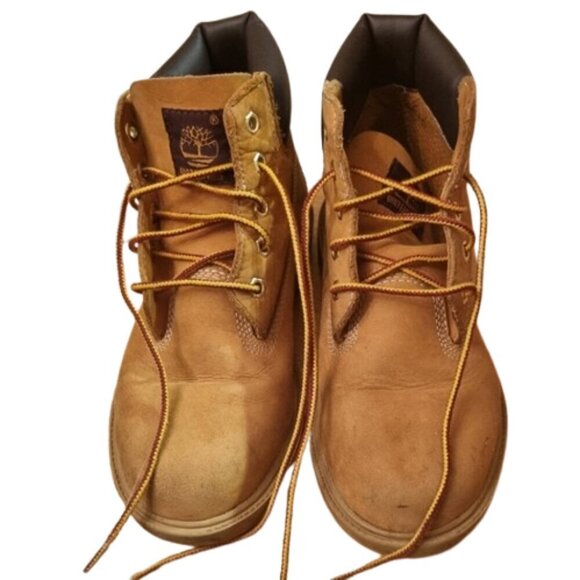 Timberland Size 3 Big Kids Jr. 6" Premium Boot Wheat Nubuck Leather waterproof - Picture 4 of 7